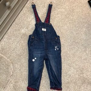 Toddler girl plaid overalls
